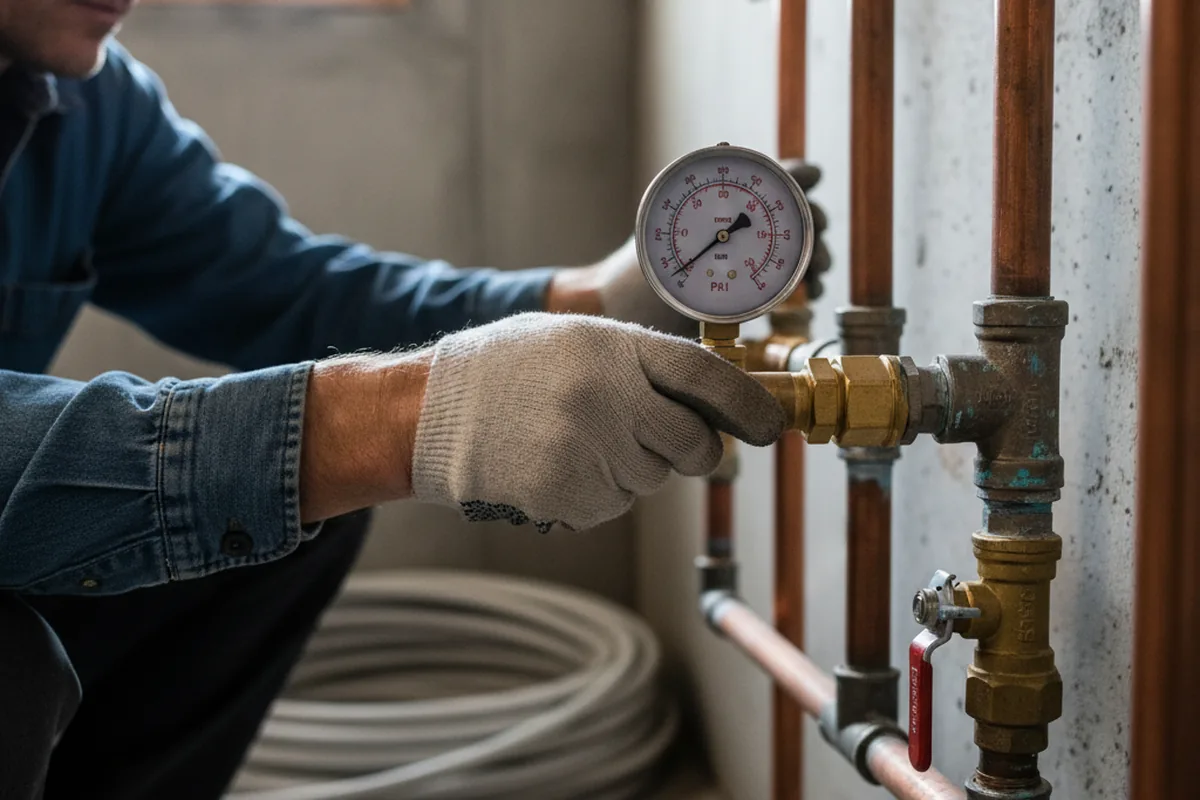 Pressure testing a repaired line during Water Line Repair in Arcanum